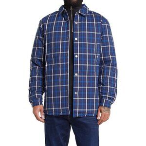 Slate & Stone Mens Blue Plaid Quilted Lightweight Snap Shirt Jacket Sz M New